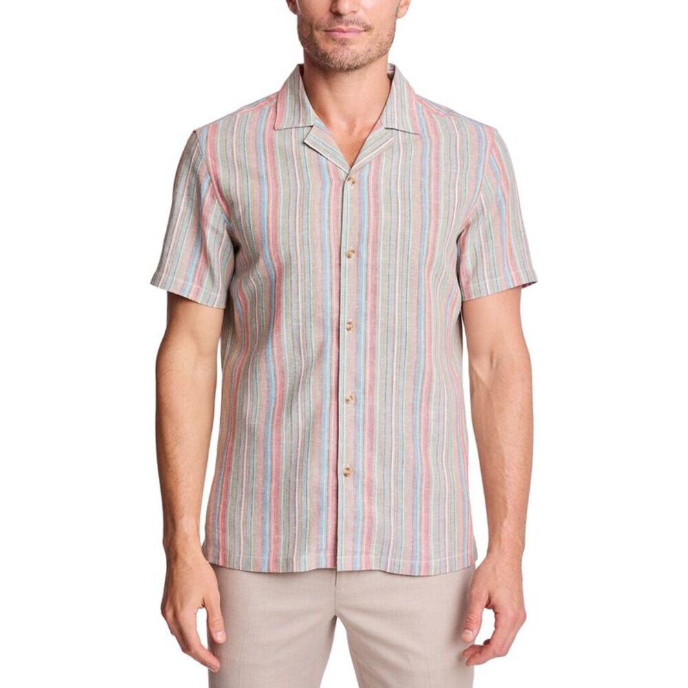 Paisley & Gray Mens  Camp Collar Linen-Blend Shirt